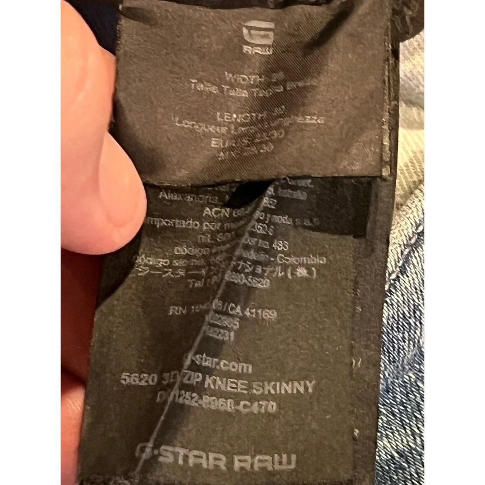 G Star Raw  Men's Blue Jeans Skinny 3D Zip‎ Knee 28x30